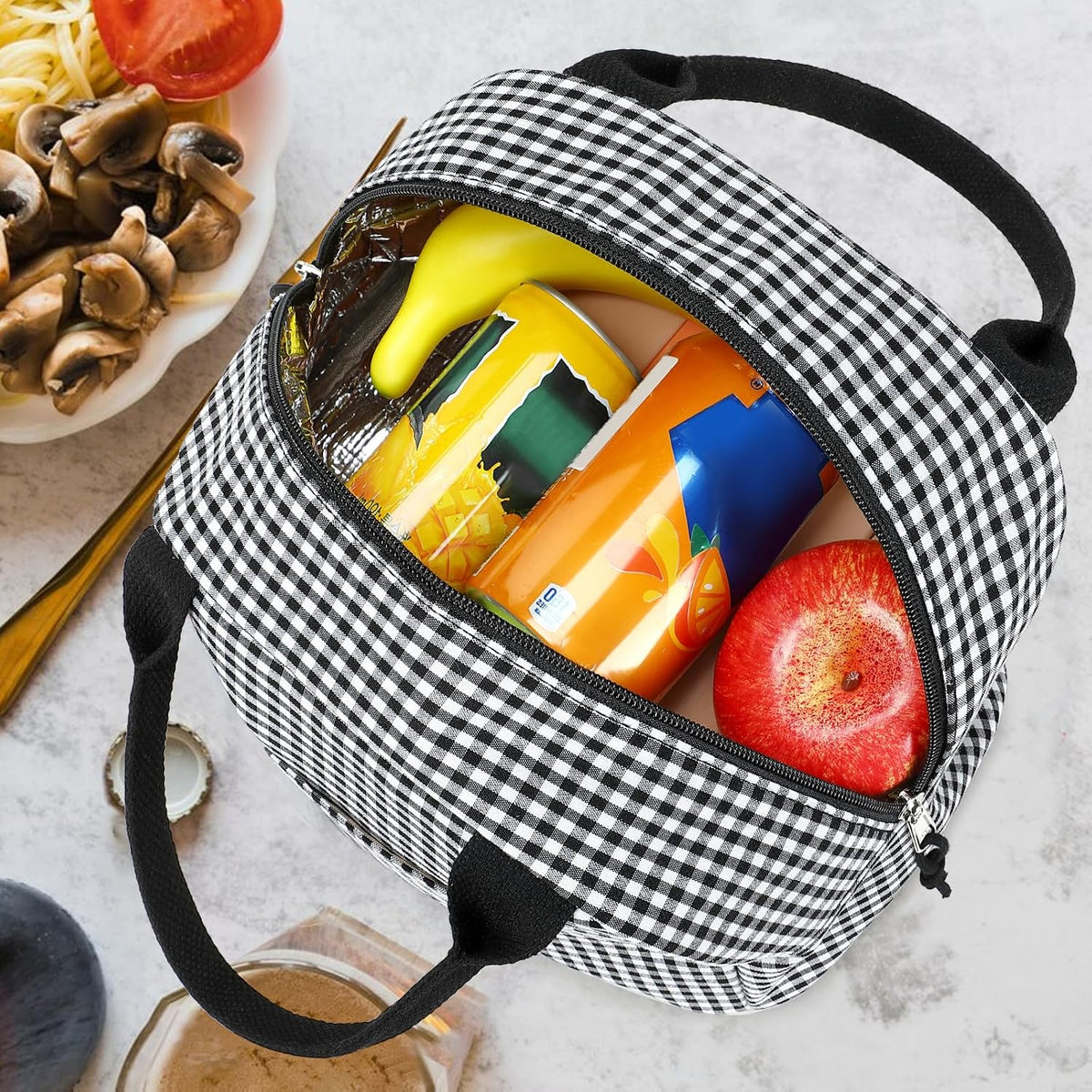 Lunch Box for Women Cute Lunch Bag Reusable Insulated Lunch Bags Large Capacity Lunchbox Cooler for Work Picnic or Travel Gifts (A Sage Green White Stripes, 10 x 7.5 x 8 inches)