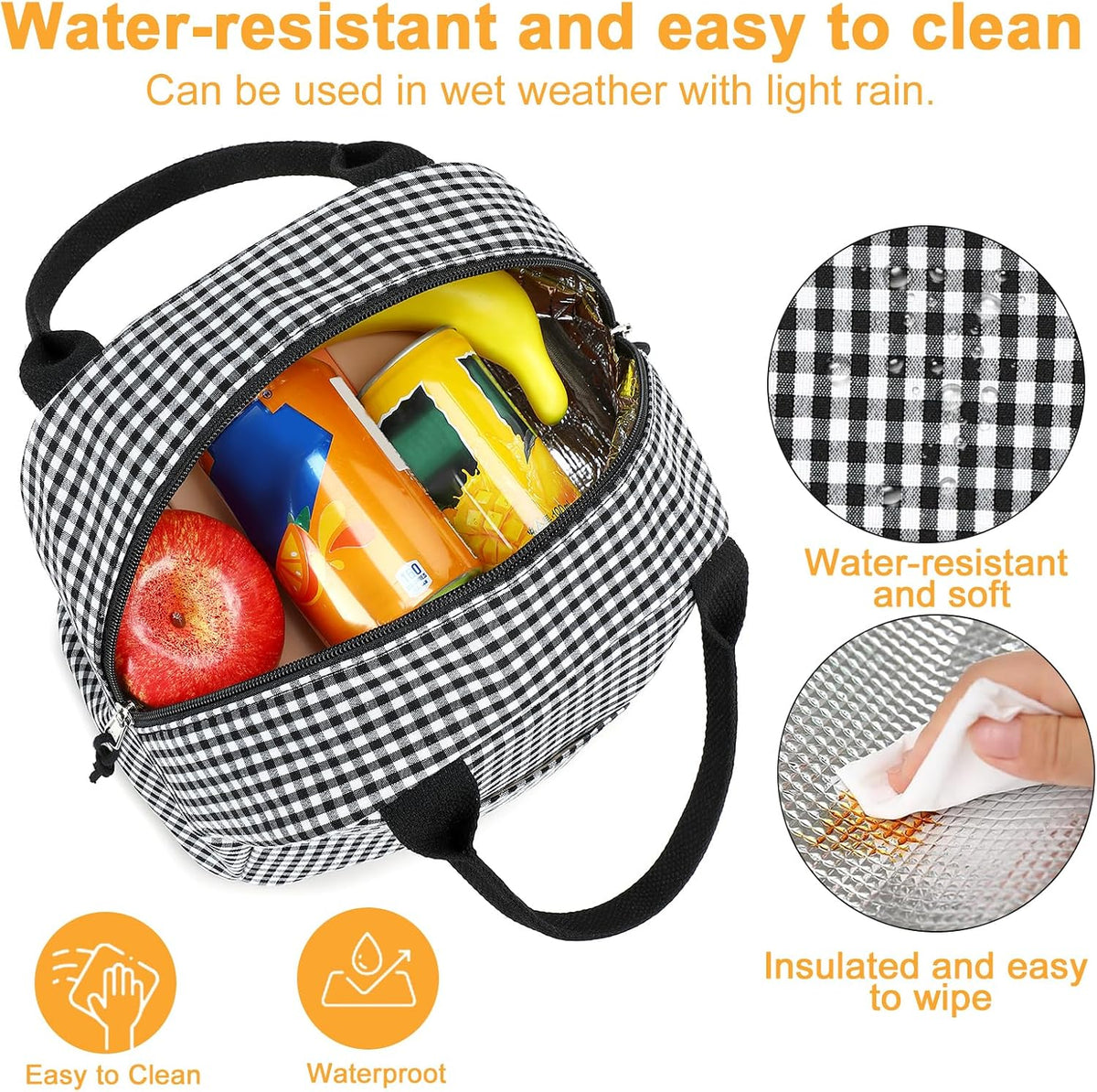 Lunch Box for Women Cute Lunch Bag Reusable Insulated Lunch Bags Large Capacity Lunchbox Cooler for Work Picnic or Travel Gifts (A Sage Green White Stripes, 10 x 7.5 x 8 inches)