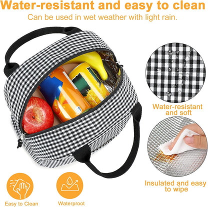 Lunch Box for Women Cute Lunch Bag Reusable Insulated Lunch Bags Large Capacity Lunchbox Cooler for Work Picnic or Travel Gifts (A Sage Green White Stripes, 10 x 7.5 x 8 inches)