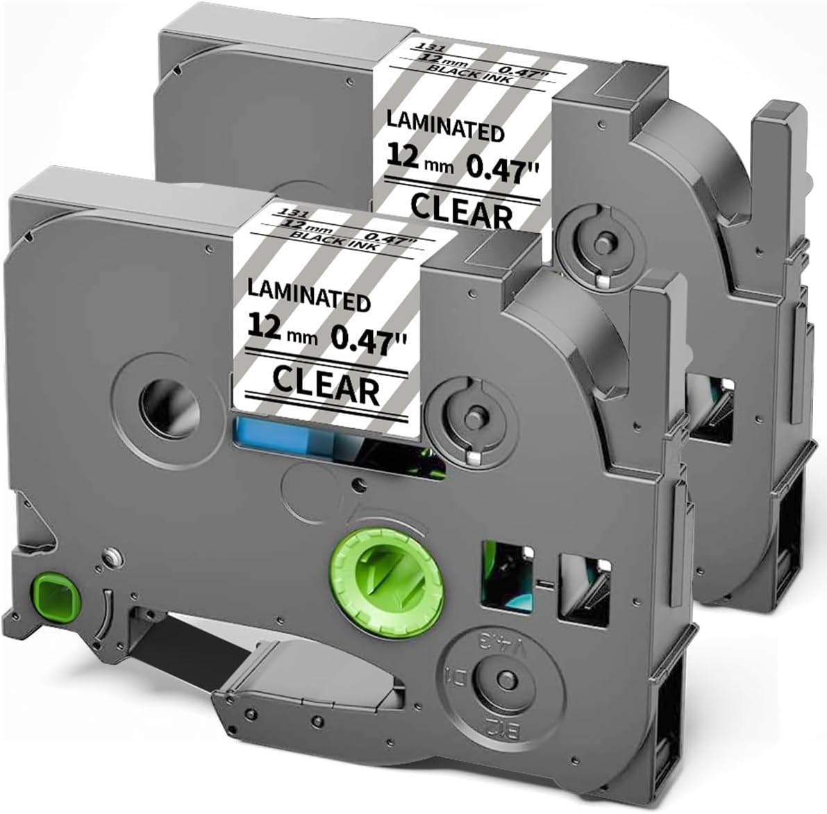 Compatible with Brother Label Maker Tape Clear TZ 12mm 0.47 Inch Ptouch | Label Tape Black on Clear TZe-131 TZe131 P Touch Refills for PT-H103w 2040 PTD210 PTH100 PTD220, 1/2 Inch 26.2 Ft, 2 Pack