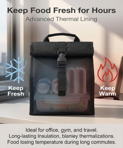 Insulated Foldable Lunch Bag- Lightweight Portable with Adjustable Shoulder Strap Lunch Box for Men, Women, Office, Work, Picnic, Hiking and Beach