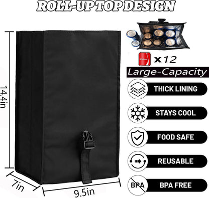 Insulated Foldable Lunch Bag- Lightweight Portable with Adjustable Shoulder Strap Lunch Box for Men, Women, Office, Work, Picnic, Hiking and Beach