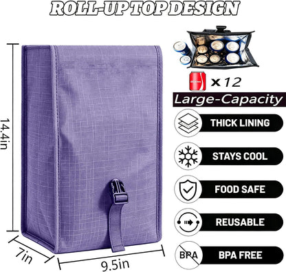 Insulated Foldable Lunch Bag- Lightweight Portable with Adjustable Shoulder Strap Lunch Box for Men, Women, Office, Work, Picnic, Hiking and Beach