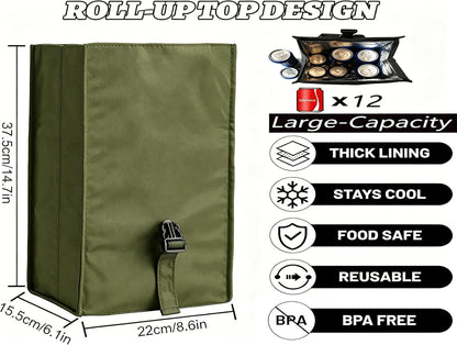 Insulated Foldable Lunch Bag- Lightweight Portable with Adjustable Shoulder Strap Lunch Box for Men, Women, Office, Work, Picnic, Hiking and Beach