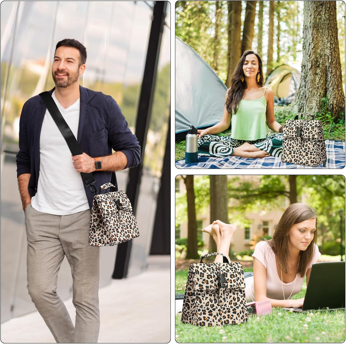 Insulated Foldable Lunch Bag- Lightweight Portable with Adjustable Shoulder Strap Lunch Box for Men, Women, Office, Work, Picnic, Hiking and Beach