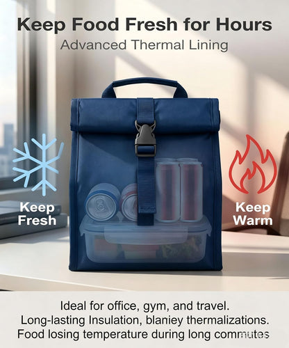 Insulated Foldable Lunch Bag- Lightweight Portable with Adjustable Shoulder Strap Lunch Box for Men, Women, Office, Work, Picnic, Hiking and Beach