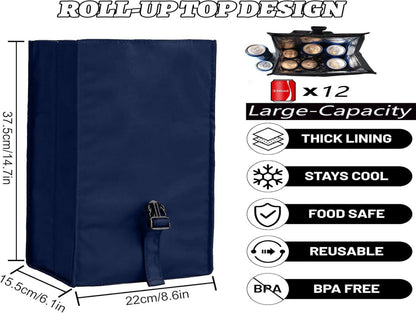 Insulated Foldable Lunch Bag- Lightweight Portable with Adjustable Shoulder Strap Lunch Box for Men, Women, Office, Work, Picnic, Hiking and Beach