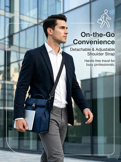 Insulated Foldable Lunch Bag- Lightweight Portable with Adjustable Shoulder Strap Lunch Box for Men, Women, Office, Work, Picnic, Hiking and Beach