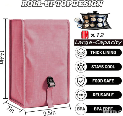 Insulated Foldable Lunch Bag- Lightweight Portable with Adjustable Shoulder Strap Lunch Box for Men, Women, Office, Work, Picnic, Hiking and Beach
