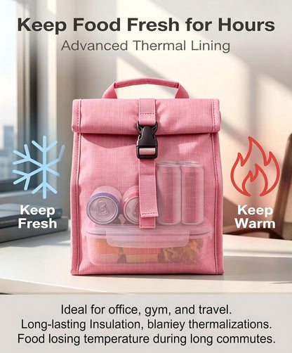 Insulated Foldable Lunch Bag- Lightweight Portable with Adjustable Shoulder Strap Lunch Box for Men, Women, Office, Work, Picnic, Hiking and Beach