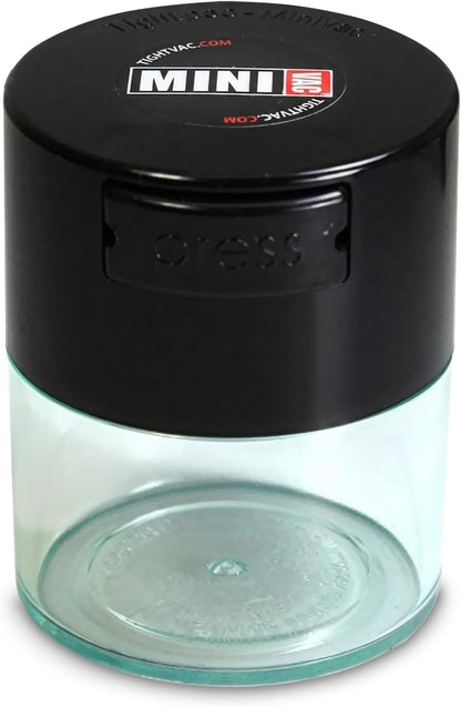 TIGHTPAC MINIVAC Portable Vacuum Seal Airtight Container – Keeps Coffee Beans, Grounds, Tea, Spices & Herbs Fresh Longer – Travel-Ready, NSF-Certified Food-Grade Storage, 10 to 30 Grams, White