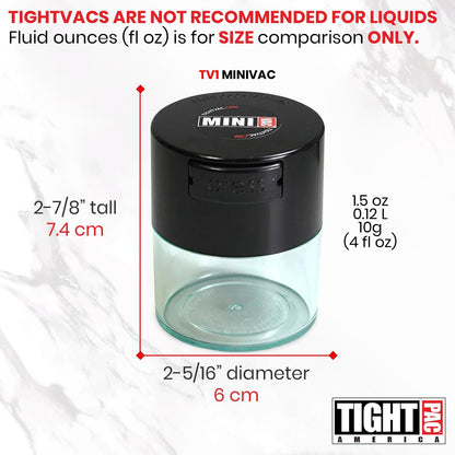 TIGHTPAC MINIVAC Portable Vacuum Seal Airtight Container – Keeps Coffee Beans, Grounds, Tea, Spices & Herbs Fresh Longer – Travel-Ready, NSF-Certified Food-Grade Storage, 10 to 30 Grams, White