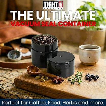 TIGHTPAC MINIVAC Portable Vacuum Seal Airtight Container – Keeps Coffee Beans, Grounds, Tea, Spices & Herbs Fresh Longer – Travel-Ready, NSF-Certified Food-Grade Storage, 10 to 30 Grams, White