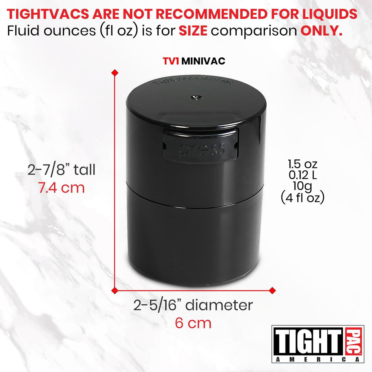TIGHTPAC MINIVAC Portable Vacuum Seal Airtight Container – Keeps Coffee Beans, Grounds, Tea, Spices & Herbs Fresh Longer – Travel-Ready, NSF-Certified Food-Grade Storage, 10 to 30 Grams, White