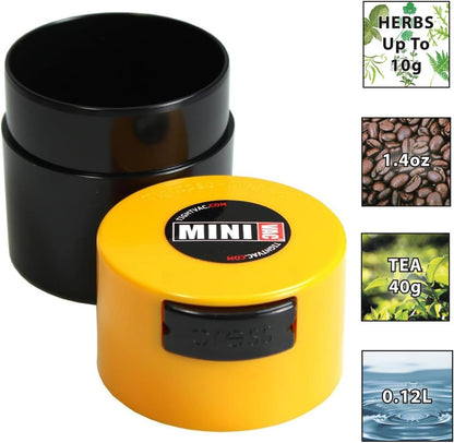 TIGHTPAC MINIVAC Portable Vacuum Seal Airtight Container – Keeps Coffee Beans, Grounds, Tea, Spices & Herbs Fresh Longer – Travel-Ready, NSF-Certified Food-Grade Storage, 10 to 30 Grams, White