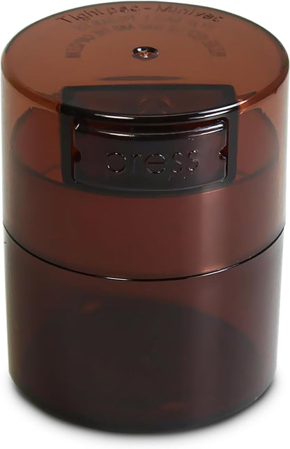 TIGHTPAC MINIVAC Portable Vacuum Seal Airtight Container – Keeps Coffee Beans, Grounds, Tea, Spices & Herbs Fresh Longer – Travel-Ready, NSF-Certified Food-Grade Storage, 10 to 30 Grams, White