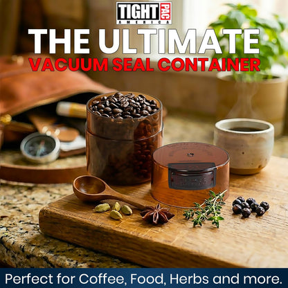 TIGHTPAC MINIVAC Portable Vacuum Seal Airtight Container – Keeps Coffee Beans, Grounds, Tea, Spices & Herbs Fresh Longer – Travel-Ready, NSF-Certified Food-Grade Storage, 10 to 30 Grams, White
