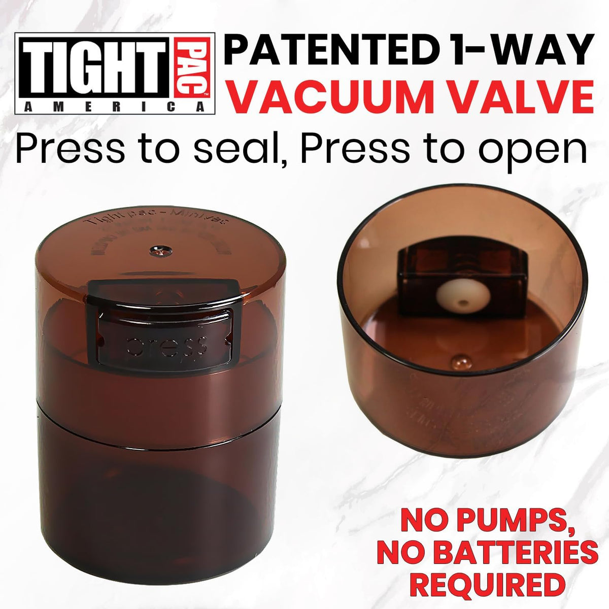 TIGHTPAC MINIVAC Portable Vacuum Seal Airtight Container – Keeps Coffee Beans, Grounds, Tea, Spices & Herbs Fresh Longer – Travel-Ready, NSF-Certified Food-Grade Storage, 10 to 30 Grams, White