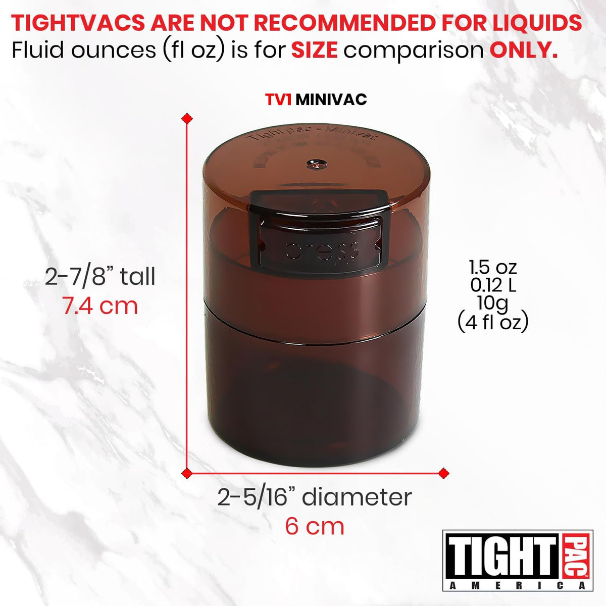 TIGHTPAC MINIVAC Portable Vacuum Seal Airtight Container – Keeps Coffee Beans, Grounds, Tea, Spices & Herbs Fresh Longer – Travel-Ready, NSF-Certified Food-Grade Storage, 10 to 30 Grams, White