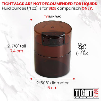 TIGHTPAC MINIVAC Portable Vacuum Seal Airtight Container – Keeps Coffee Beans, Grounds, Tea, Spices & Herbs Fresh Longer – Travel-Ready, NSF-Certified Food-Grade Storage, 10 to 30 Grams, White