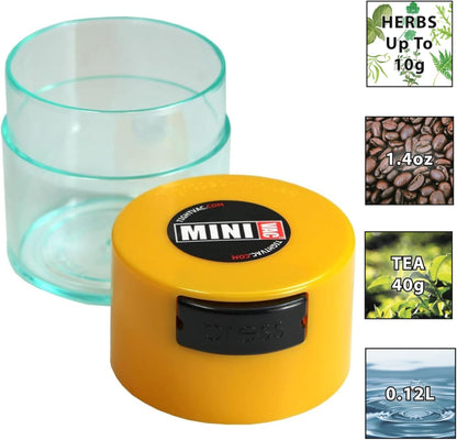 TIGHTPAC MINIVAC Portable Vacuum Seal Airtight Container – Keeps Coffee Beans, Grounds, Tea, Spices & Herbs Fresh Longer – Travel-Ready, NSF-Certified Food-Grade Storage, 10 to 30 Grams, White