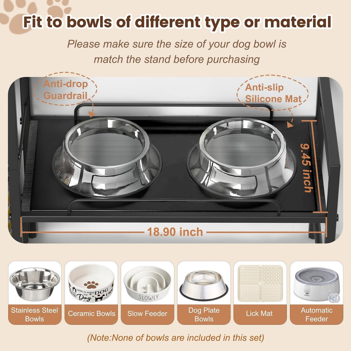 Elevated Dog Bowl Stand with Toy Bin Basket, 4 Height Adjustable Raised Feeding Station Cabinet, Lifted Food and Water Bowl Holder, Pet Storage Organizer for Large Medium Small Dogs