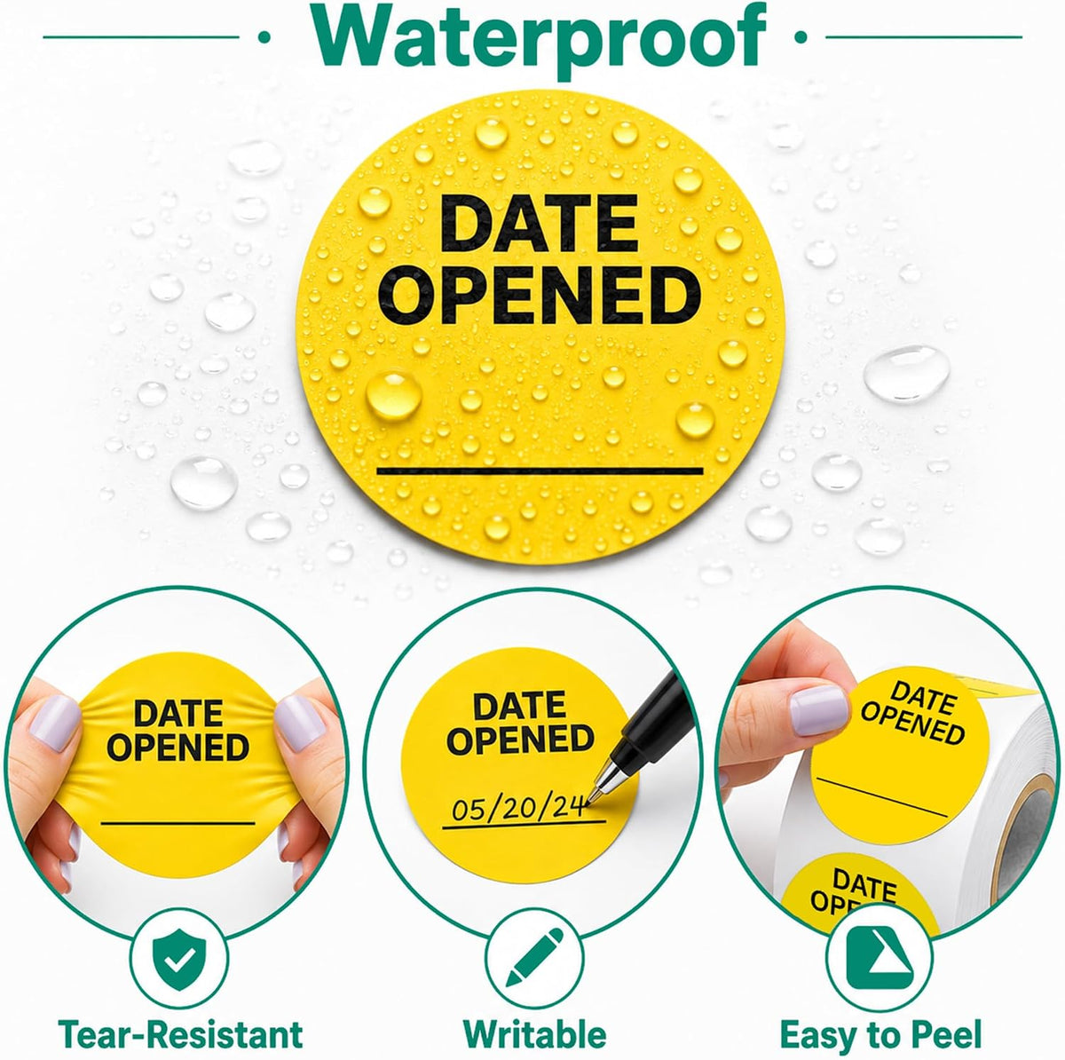 Date Opened Medication Instruction Lables Stickers 0.78 x 1.57 Inch