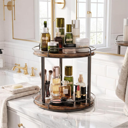 2-Tier Lazy Susan Spice Rack, 10'' Rotating Turntable for Cabinet