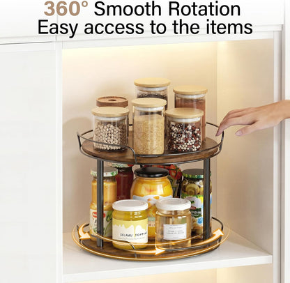 2-Tier Lazy Susan Spice Rack, 10'' Rotating Turntable for Cabinet