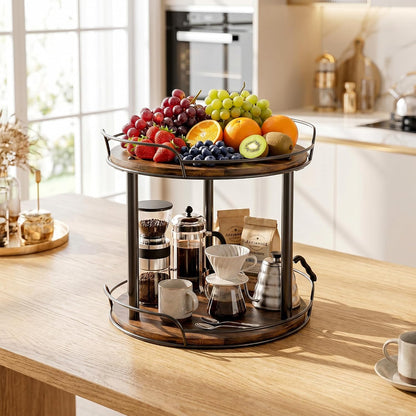 2-Tier Lazy Susan Spice Rack, 10'' Rotating Turntable for Cabinet