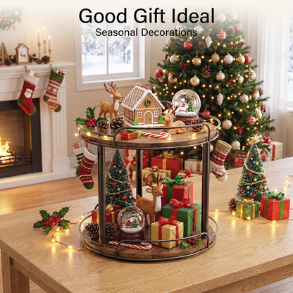 2-Tier Lazy Susan Spice Rack, 10'' Rotating Turntable for Cabinet