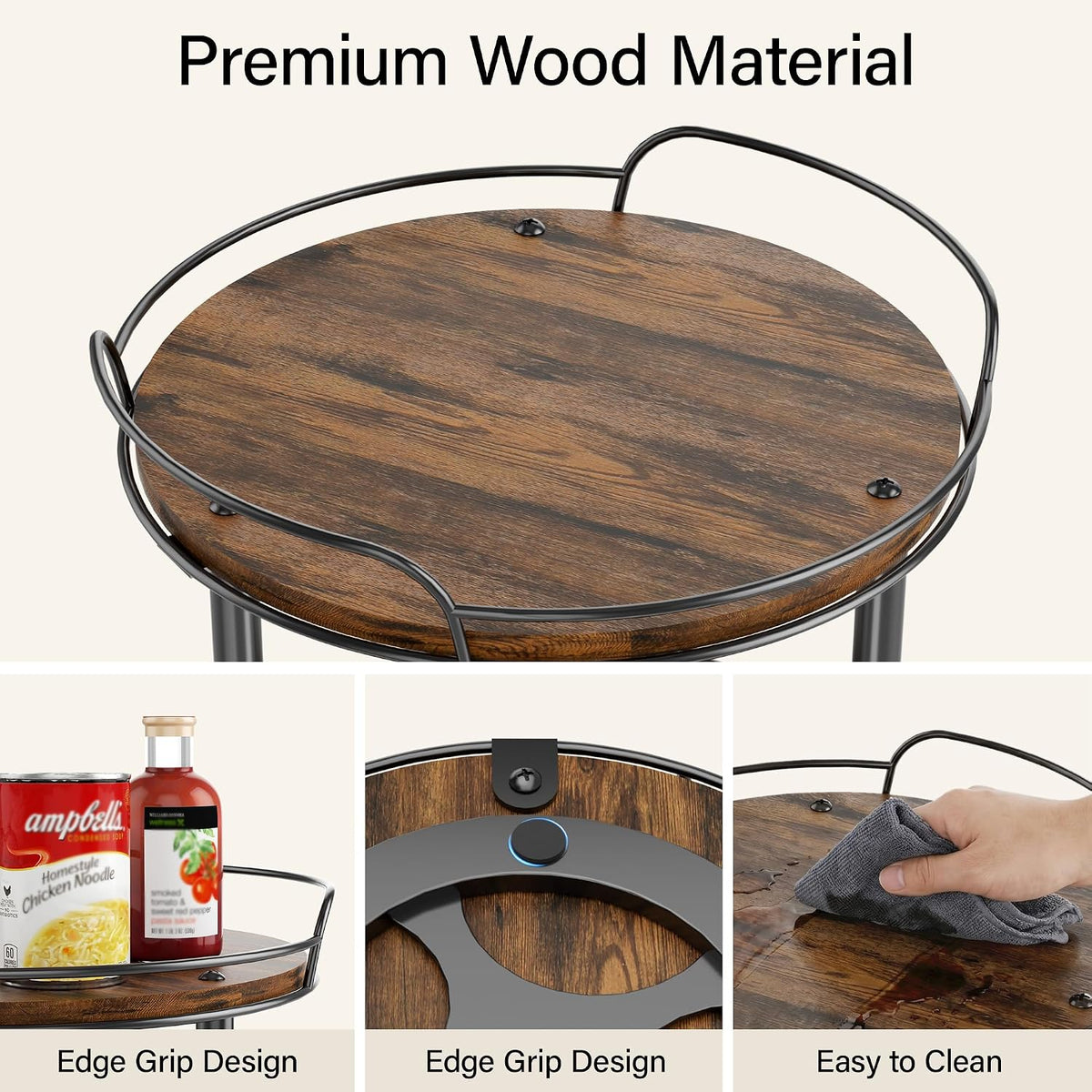 2-Tier Lazy Susan Spice Rack, 10'' Rotating Turntable for Cabinet