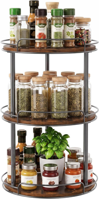 2-Tier Lazy Susan Spice Rack, 10'' Rotating Turntable for Cabinet