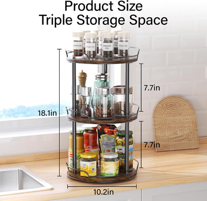 2-Tier Lazy Susan Spice Rack, 10'' Rotating Turntable for Cabinet