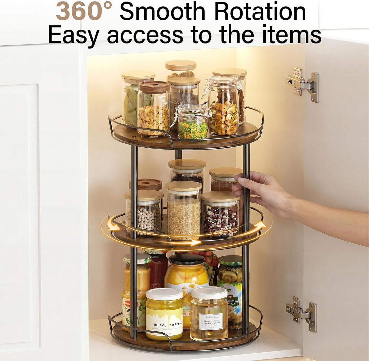 2-Tier Lazy Susan Spice Rack, 10'' Rotating Turntable for Cabinet