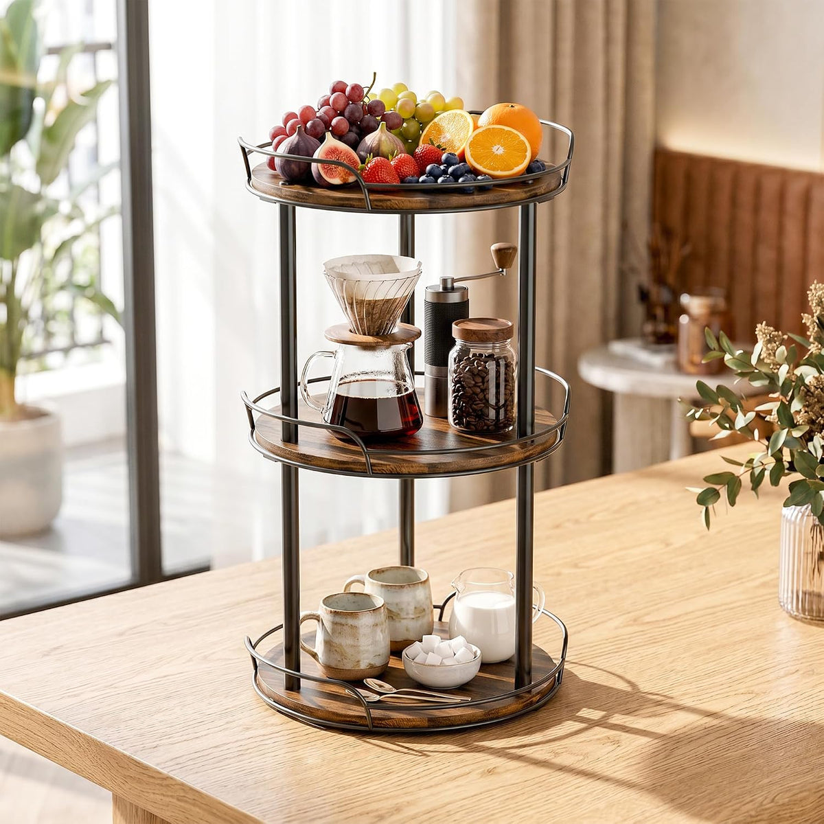 2-Tier Lazy Susan Spice Rack, 10'' Rotating Turntable for Cabinet