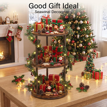 2-Tier Lazy Susan Spice Rack, 10'' Rotating Turntable for Cabinet