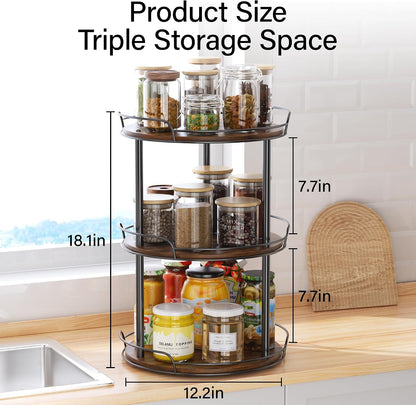 2-Tier Lazy Susan Spice Rack, 10'' Rotating Turntable for Cabinet