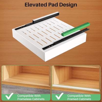 Pull out Cabinet Organizer, 21"Deep, Heavy Duty Full-Extension Slide out Drawers for Kitchen Cabinets with Nano Adhesive, Roll Out Shelf Sliding Cabinet for Pots, Bathroom, Pantry, Under Sink, White