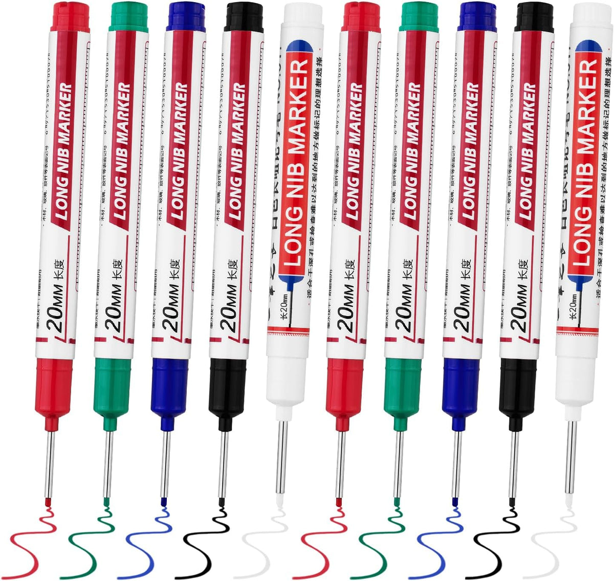Long Head Deep Hole Marker Pens,20mm Long Nib Marker, Longs Nose Markers, Waterproof Construction Markers Marking Tool,Permanent Markers Carpenter Ink marker Pens,Metal marking Pens