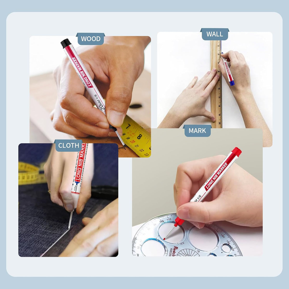 Long Head Deep Hole Marker Pens,20mm Long Nib Marker, Longs Nose Markers, Waterproof Construction Markers Marking Tool,Permanent Markers Carpenter Ink marker Pens,Metal marking Pens