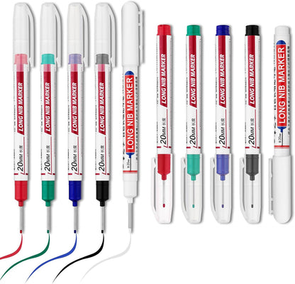 Long Head Deep Hole Marker Pens,20mm Long Nib Marker, Longs Nose Markers, Waterproof Construction Markers Marking Tool,Permanent Markers Carpenter Ink marker Pens,Metal marking Pens