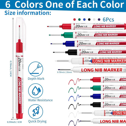 Long Head Deep Hole Marker Pens,20mm Long Nib Marker, Longs Nose Markers, Waterproof Construction Markers Marking Tool,Permanent Markers Carpenter Ink marker Pens,Metal marking Pens