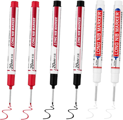 Long Head Deep Hole Marker Pens,20mm Long Nib Marker, Longs Nose Markers, Waterproof Construction Markers Marking Tool,Permanent Markers Carpenter Ink marker Pens,Metal marking Pens