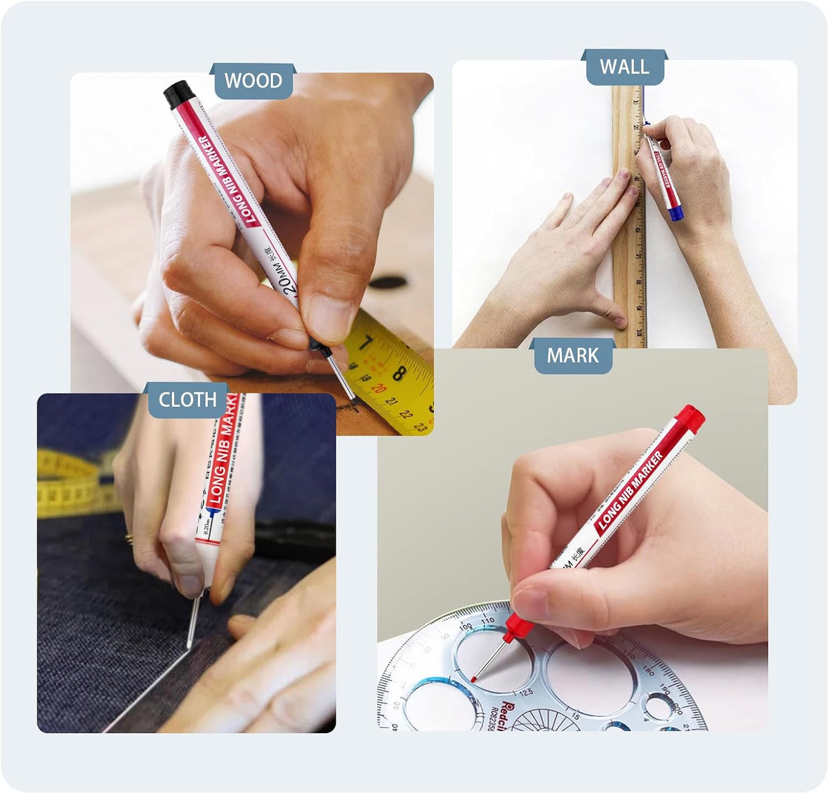 Long Head Deep Hole Marker Pens,20mm Long Nib Marker, Longs Nose Markers, Waterproof Construction Markers Marking Tool,Permanent Markers Carpenter Ink marker Pens,Metal marking Pens