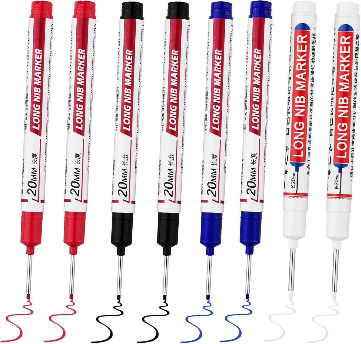 Long Head Deep Hole Marker Pens,20mm Long Nib Marker, Longs Nose Markers, Waterproof Construction Markers Marking Tool,Permanent Markers Carpenter Ink marker Pens,Metal marking Pens