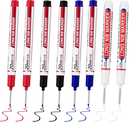 Long Head Deep Hole Marker Pens,20mm Long Nib Marker, Longs Nose Markers, Waterproof Construction Markers Marking Tool,Permanent Markers Carpenter Ink marker Pens,Metal marking Pens