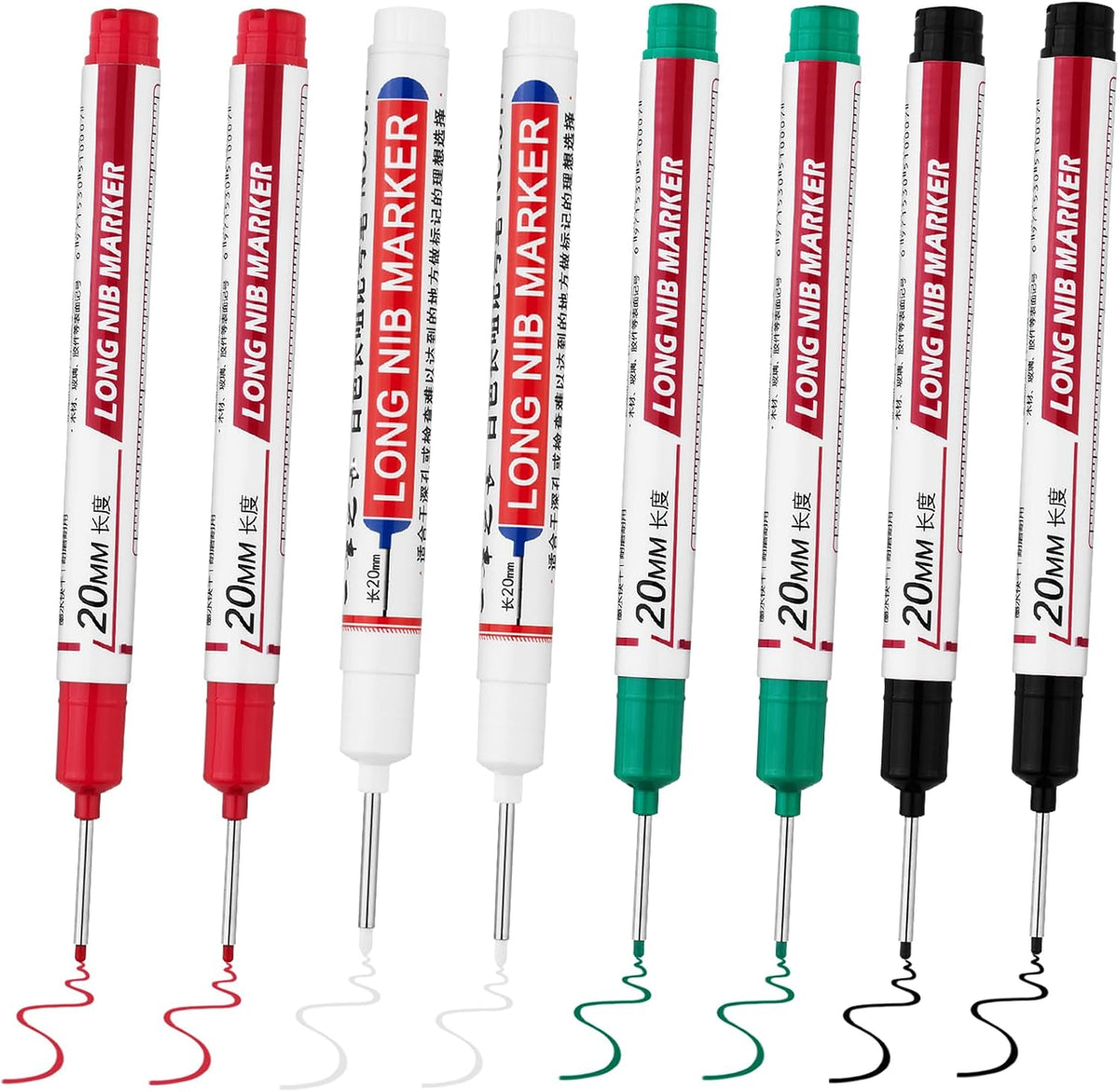 Long Head Deep Hole Marker Pens,20mm Long Nib Marker, Longs Nose Markers, Waterproof Construction Markers Marking Tool,Permanent Markers Carpenter Ink marker Pens,Metal marking Pens