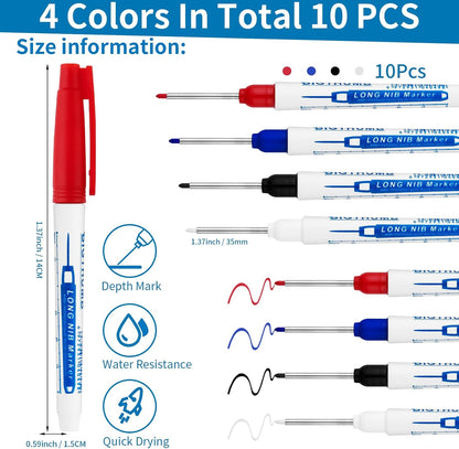 Long Head Deep Hole Marker Pens,20mm Long Nib Marker, Longs Nose Markers, Waterproof Construction Markers Marking Tool,Permanent Markers Carpenter Ink marker Pens,Metal marking Pens