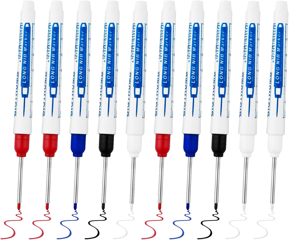Long Head Deep Hole Marker Pens,20mm Long Nib Marker, Longs Nose Markers, Waterproof Construction Markers Marking Tool,Permanent Markers Carpenter Ink marker Pens,Metal marking Pens